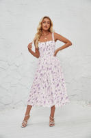 Vestido midi de satén con tirantes finos para mujer, abertura frontal, hueco - details 71