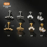 Pendientes pequeños de titanio G23 para hombre y mujer, Piercing de Circonia cúbica, joyería con forma de corona de titanio, 1,2x8mm, 1 unidad - details 0
