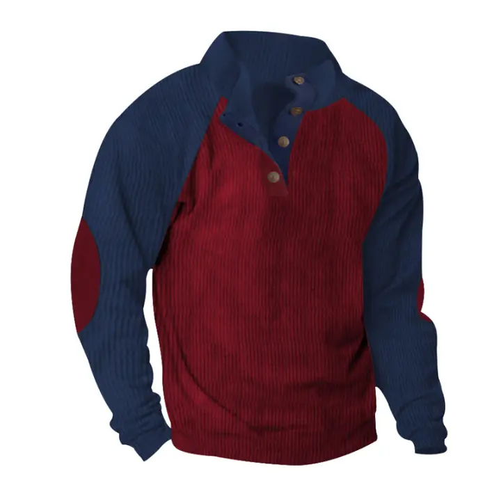 Hombre casual cuello alto deporte sudadera otoño invierno color crash pana cordura slim insert sudadera - 1