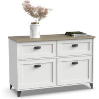 Taburete de Almacenamiento de Madera Roble Blanco Diseño de 2 Puertas y 1 Hueco - details 10