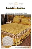 Colcha cálida de felpa dorada para invierno, fundas de almohada de lujo con juego de cama, falda de cama engrosada, algodón bordado - details 4