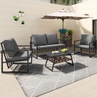 Conjunto de Muebles de Jardín para 4 Personas Sofá, Mesa de Café, Cojines - details 14