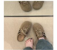 Retro de suela gruesa interior de aumento de la bolsa de la cabeza de la mitad de las zapatillas de las mujeres desgaste exterior 2025 primavera nuevos zapatos versátiles de entrenamiento alemán Boken zapatos de mujer - details 9