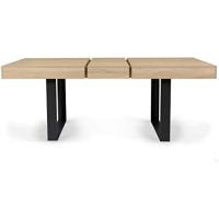 Mesa de comedor extensible rectangular para 6-10 personas, madera y negro, 160-200 cm - details 7