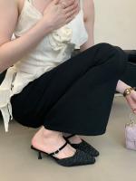 Hada francesa viento punta cabeza bolsa cabeza media zapatillas mujer usando nuevo tacón delgado arrugado zapatillas geniales - details 13