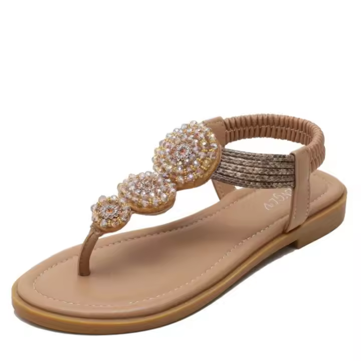 Verano europeo y americano sandalias de talla grande mujer bohemia romana de fondo plano hada viento playa vacaciones zapatos de playa - 1