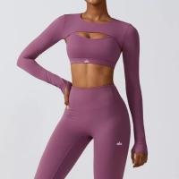 ALO yoga outfit deportivo manga larga chal yoga ropa mujer desnudo look delgado ropa de fitness top bata para correr - details 6