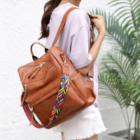 Mochila Retro de cuero PU para mujer, bolso de hombro de gran capacidad con cremallera y correa ajustable - details 6