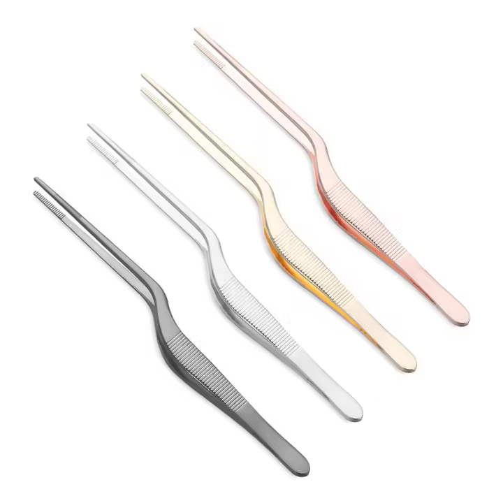 Pinzas de acero inoxidable con forma de codo para cocina, 1 pieza, para hornear, decoración de pasteles, Sugarcraft, Clip, cuentas de caramelo, Fondant, herramienta de decoración de flores - 1