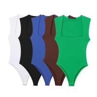 OUWU - Traje de baño negro sin mangas para mujer, traje de baño de una pieza con cuello cuadrado, lencería sexy, color blanco - details 1
