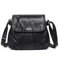 Bolso bandolera pequeño negro para mujer, bolso cruzado de cuero PU suave lavado, bolsos femeninos - details 9