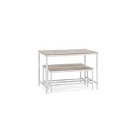 Conjunto Mesa y 2 Bancos Lisboa Blanco para Comedor o Cocina, Mesa 110 cm x 70 cm x 75 cm, Estructura metálica - details 7