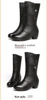 Botas de Invierno para Mujer Medias Altas con Forro de Cuero, Resistentes al Desgaste, Cierre de Cremallera, Estilo de Tobillo Ancho - details 6