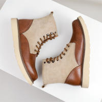 Botas de plataforma versátiles de moda retro americana de cuero, botas de herramientas. - details 9