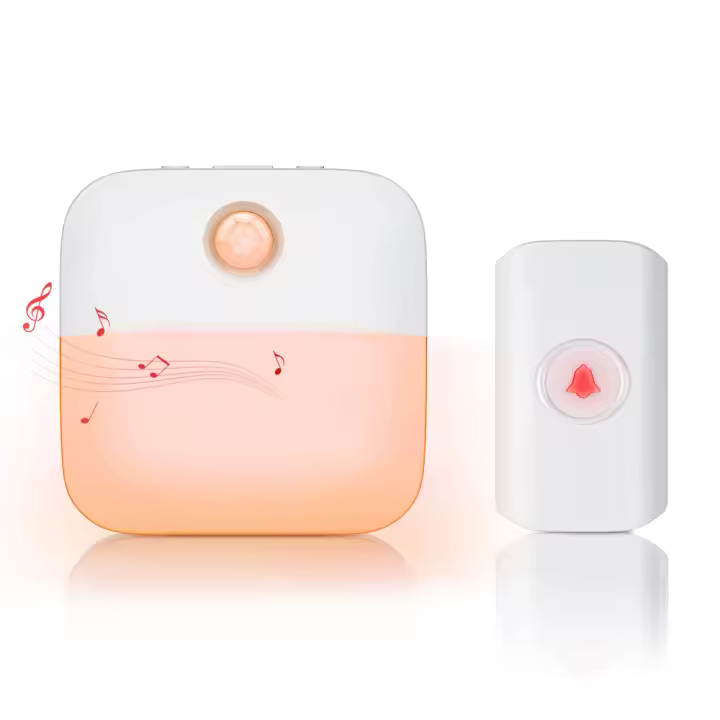 Timbre de Puerta Inalámbrico Inteligente Awapow con Luz Nocturna LED 38 Músicas Inducción de Cuerpo Infrarrojo Modo de Operación Normal Forma de Botón de Prensa - 1