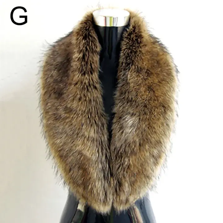 Bufanda de Piel de Zorro Artificial para Invierno Collar de Abrigo de Lana Falsa para Mujeres - 1