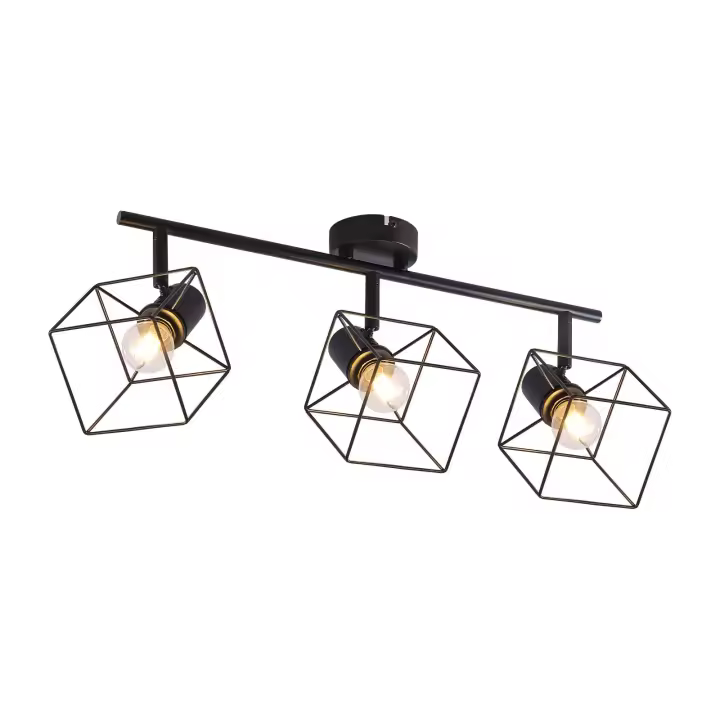 CBJKTX Foco de techo negro E14 350 °   Lámpara de techo giratoria Vintage Metal Sala de estar ajustable sin bombilla - 1
