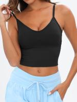 Conjunto De 4 Sujetadores Deportivos De Color Sólido Con Escote En V, Top Corto De Entrenamiento Cruzado Para Correr Y Hacer ejercicio - details 5