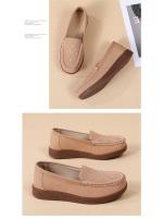 Mocasines para mujer con punta redonda bordada Suela suave y baja, de tela, estilo británico, con suela plana - details 1