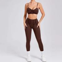 Ropa deportiva de gimnasio reforzada para mujer, traje de yoga de entrenamiento para mujer, ropa deportiva gris café 2024 - details 15