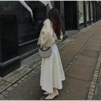 Elegante Abrigo de Lana Sólida para Mujer Cuello Redondo, Manga Larga, Ajuste Suelto, Moda de Ciudad Urbana de Otoño 2024 - details 11