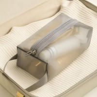 Bolsa de maquillaje de malla portátil informal, bolsa de cosméticos transparente cuadrada ligera con cremallera, estuches de cosméticos de gran capacidad para baño - details 6