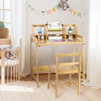 Escritorio de Bambú Ajustable para Niños Set de Mesa y Silla con Soporte de Libros y Espacio de Almacenamiento - details 8