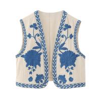 Chaleco Floral bordado Vintage para mujer, chaleco abierto sin mangas, Top corto informal de verano - details 11