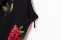 Ropa de mujer europea y americana gasa popular largo estampado floral cuello de columpio vestido largo de viaje de vacaciones vestido - details 5