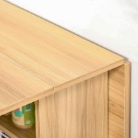 Mesa Plegable de Comedor Mesa de Cocina Plegable con Ruedas Alas Abatibles y Estantes para 4-6 Personas 75x140x74 cm Cemento Gris - details 16