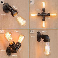 Luz de pared Industrial para Loft, lámpara Retro de tubería de agua de hierro oxidado, candelabro Vintage E27, accesorios de iluminación para el hogar, Lustres de Luz - details 1