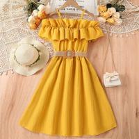 Vestido Casual de Chifón para Niñas Correa de Hombro de Una Línea, Estilo de Princesa para Edades de 8-12 Años - details 19