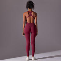 Body de Yoga de una pieza, conjunto de pantalones sin costuras, levantamiento de glúteos, Espalda descubierta, ropa sin mangas - details 15