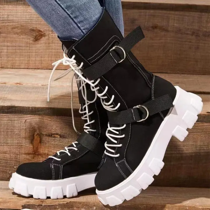 Ropa de trabajo cálida Martin con hebilla para mujer europea y americana, botas de moto, invierno - 1