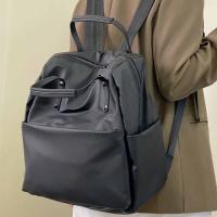 Bolso negro ligero para ordenador, bolso de hombro de nailon de estilo coreano de Color sólido, bolso de mano de gran capacidad, mochila de viaje impermeable - details 9