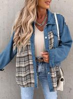 Chaqueta vaquera de manga larga para mujer, camisa a cuadros con botones, Tops de otoño e invierno - details 3