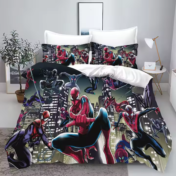 Juego de Ropa de Cama Spider-Man de 3 Piezas 100% Poliéster Decoración de Hogar de Anime 3D para Niños - 1