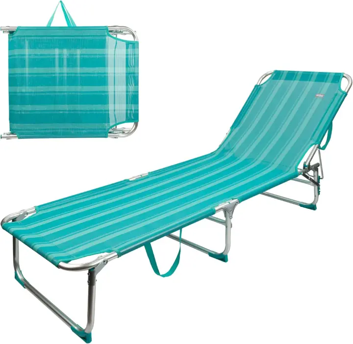 Tumbona plegable de playa Reclinable en 3 posiciones, 188x58x30 cm, peso máximo 110 kg - 1