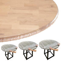 Mantel elástico redondo ajustado de PVC, cubierta protectora transparente impermeable a prueba de aceite para mesa de comedor, manteles para el hogar - details 6