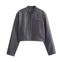 BUNO-chaquetas a rayas para mujer, primavera 2024, abrigo corto elegante con cuello levantado para mujer, ropa de calle para mujer, prendas de vestir exteriores nuevas - details 1