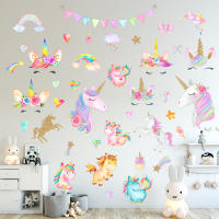 Pegatina de Pared de Unicornio Arcoiris Pegatina de Pared de Dibujos Animados de Vinilo Desmontable para Habitación de Niña, Sala de Estar, Criatorio Decoración de Fiesta de Cumpleaños Colorida - details 6