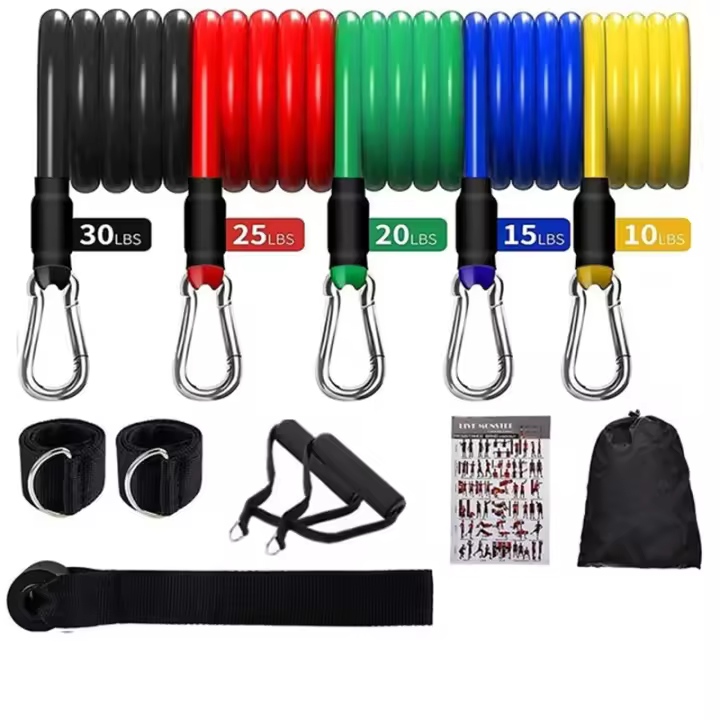 Set de Banderas de Resistencia de Yoga 11 Piezas de Tubo Elástico de Goma P potencia para Gimnasio en Casa Fitness Entrenamiento - 1