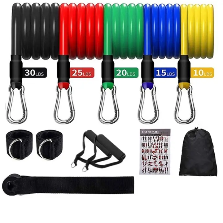 Set de Banderas de Resistencia de Yoga 11 Piezas de Tubo Elástico de Goma P potencia para Gimnasio en Casa Fitness Entrenamiento - 1