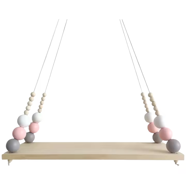 Estante de almacenamiento de cuentas de madera nórdica, habitación de bebé para colgar en la pared, decoración ártica para habitación de niños - 1