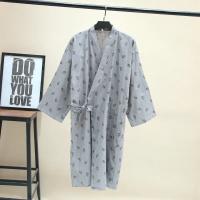 2025 nuevo traje 100% de gasa de algodón para hombre, pijama tipo kimono japonés Yukata fino y suelto, bata con capucha para hombre, pijama con cuello en V, albornoz - details 7