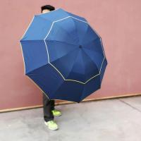 Paraguas grande de doble capa para hombre y mujer, sombrilla resistente a la lluvia y al viento, portátil, 3 pliegues, 130cm - details 12