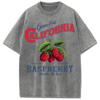 Camisetas lavadas con estampado de California Raspberry Journey Of Love, camiseta informal de algodón para mujer, Tops de verano Y2K, ropa holgada con cuello redondo - details 8