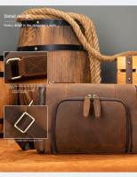 Bolso cilíndrico horizontal, bolso de hombro de cuero de caballo loco para hombres, bolso transversal de cuero genuino europeo y americano retro para hombres - details 8
