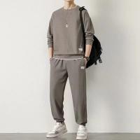 Traje deportivo informal para hombre, camiseta a cuadros de manga larga, pantalones, conjunto de ropa elegante, Otoño/Invierno - details 10