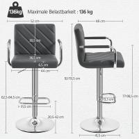 Juego de 2 Taburetes de Bar Altura Ajustable 92-113,5cm Sillas de Bar Asientos Giratorios Diseño Moderno Taburetes Altos Negro - details 45